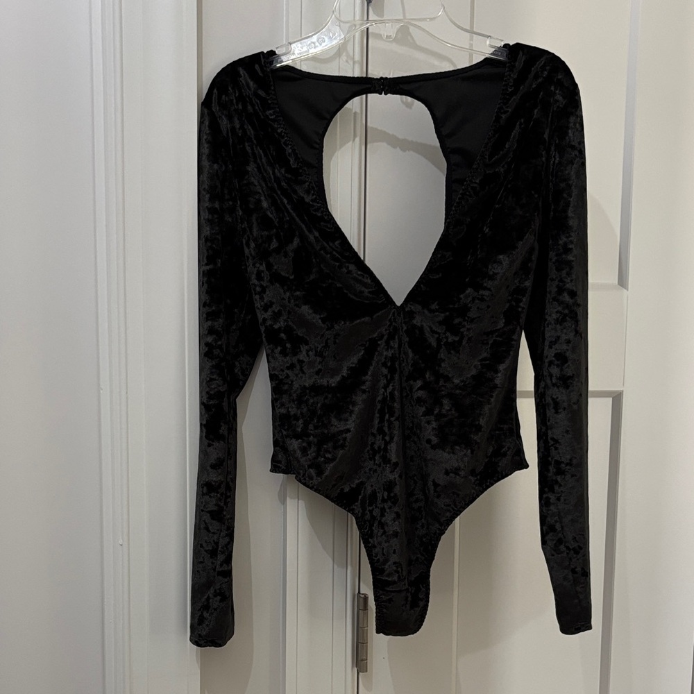 Victorias Secret crushed velvet, plunging neck line bodysuit